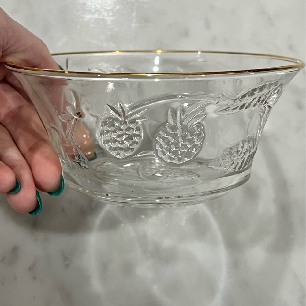 Vintage French glass berry bowl VTG